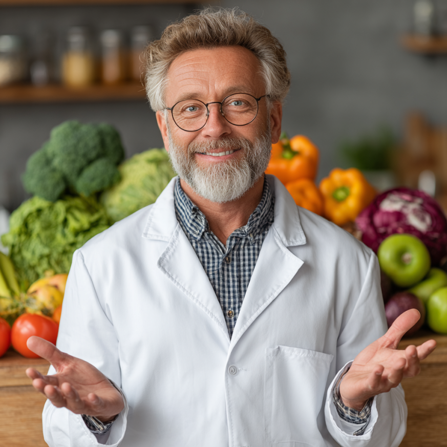 Nutritionist consulting with senior client