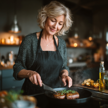 Happy seniors enjoying healthy meal together